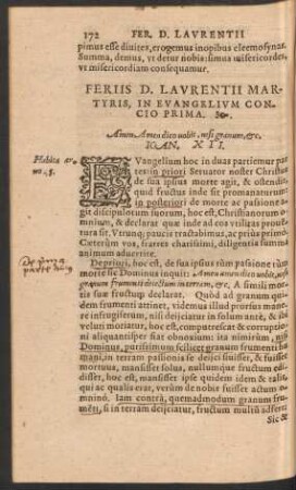 Feriis D. Laurentii Martyris, In Evangelium ...