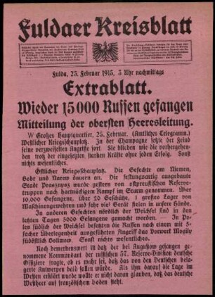 Ausgabe vom Donnerstag, den 25. Februar 1915.