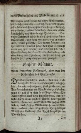 Sechster Abschnitt. Vom korreckten Geschmack, oder von der Richtigkeit des Geschmacks