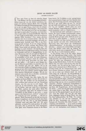 Brief an einen Maler: Lieber Freund!