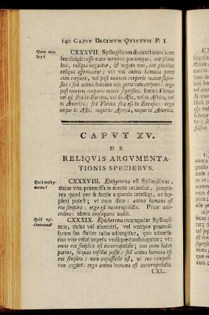 Caput XV. De Reliquis Argumentationis Speciebus.