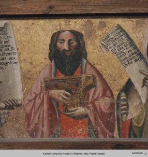 Himmelfahrt Mariens : Zwei Propheten flankiert von Bonaventura und dem Heiligen Bernhard