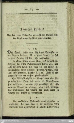 Zweytes Kapitel. Von den beym Feldmessen gebräuchlichen Maaßen und der Vergleichung unter einander
