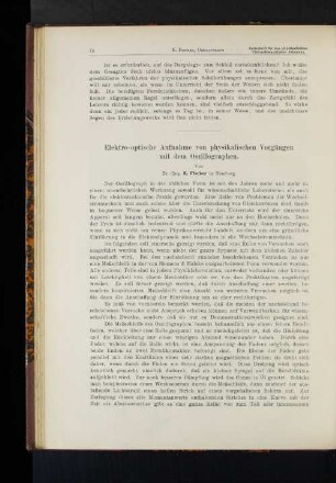 Elektro-optische Aufnahme von physikalischen Vorgängen mit dem Oszillographen.
