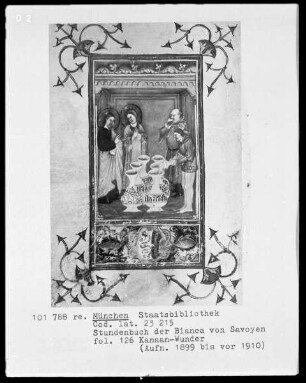Stundenbuch der Bianca von Savoyen — Bildseite mit zwei Miniaturen, Folio 126 recto