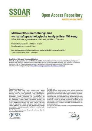 Mehrwertsteuererhöhung: eine wirtschaftspsychologische Analyse ihrer Wirkung