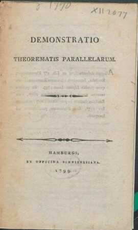 Demonstratio Theorematis Parallelarum