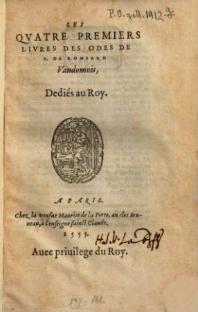 Les quatre premiers livres des odes