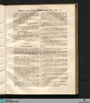Lahrer Wochenblatt, Beilage zum Lahrer Wochenblatt