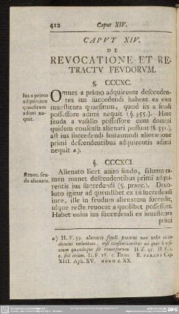 Caput XIV. De Revocatione Et Retractu Feudorum