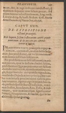 Caput XXIX. De Expositione octavi praecepti.