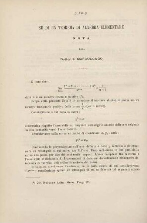 Su di un teorema di algebra elementare.