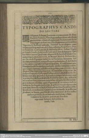 Typographus Candido Lectori