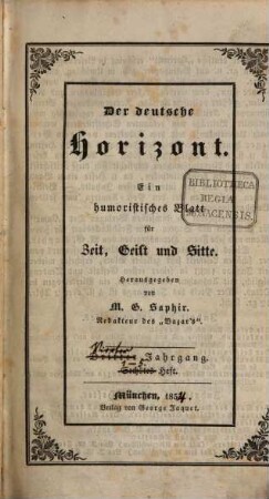 Der deutsche Horizont : ein humoristisches Blatt für Zeit, Geist und Sitte. 4. 1834