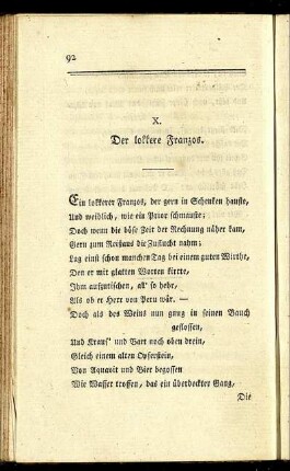 X. Der lokkere Franzos.