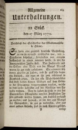 22 Stück. den 17 März 1770.