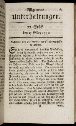 22 Stück. den 17 März 1770.