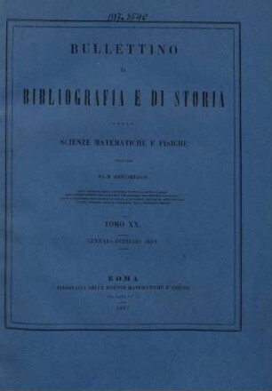 Tomo XX. Gennaio-Febbraio 1887.