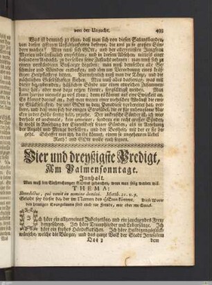 Vier und dreyßigste Predigt. Am Palmensonntage.