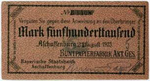 Geldschein / Notgeld, 500.000 Mark, 21.8.1923