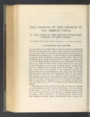 The growth of the church in the mission field. II. The work of the church missionary society in west Africa