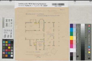 Arnsberg (Arnsberg) Krankenhaus (Hilfskrankenhaus Hasenwinkel, ehem. Landwirtschaftsschule) Grundriß Obergeschoß 1939 1 : 100 29,5 x 30 kol. Pause Regierung Arnsberg Nr. 13282