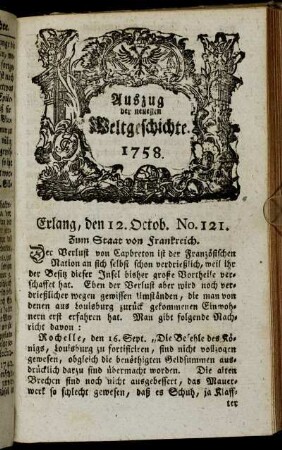 Erlang, den 12. Octob. No. 121. - No. 125.
