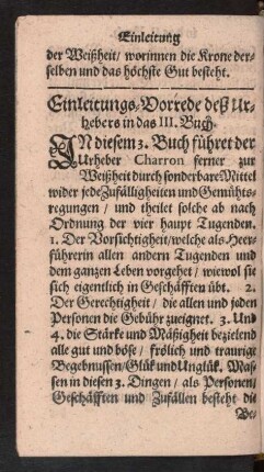 Einleitungs-Vorrede deß Urhebers in das III. Buch.