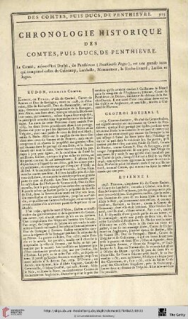 Chronologie historique des comtes, puis ducs, de Penthievre