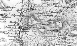 Schleife. Karte der Niederlausitz - dem Gebiet Senftenberg, Spremberg, Muskau, Königswartha. Ohne Datum, bez.: Jung, Sect. 72, geograph. Institut Weimar