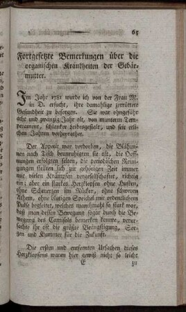 8. Fortgesetzte Bemerkungen über die organischen Krankheiten der Gebärmutter.