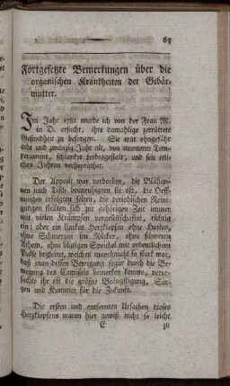 8. Fortgesetzte Bemerkungen über die organischen Krankheiten der Gebärmutter.