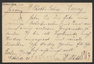 Brief an B. Schott's Söhne : 17.07.1901
