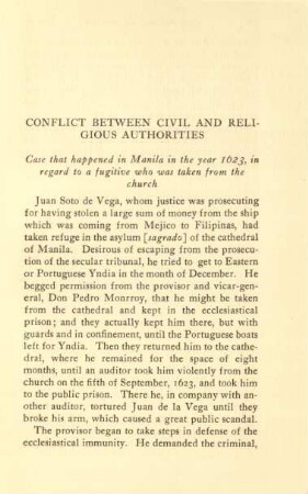 Conflict between civil and religious authorities