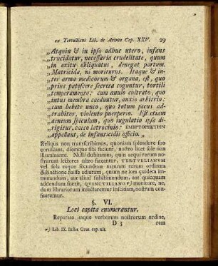§. VI. Loci capita enumerantur.