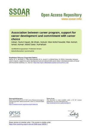 Association between career program, support for career development and commitment with career choice