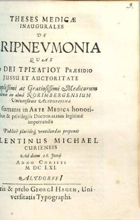 Theses Medicae Inaugurales De Peripnevmonia