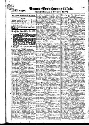 1692. Ausgabe. Donnerstag, 1. November 1917