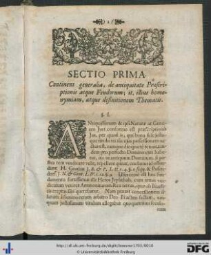 Sectio Prima.
