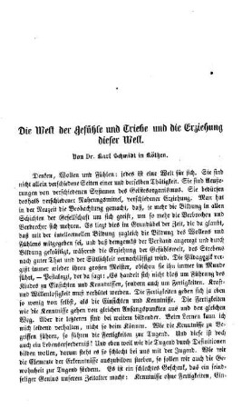 Die Welt der Gefühle und Triebe und die Erziehung dieser Welt