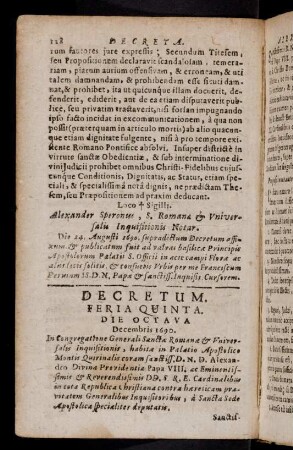 128-132, Feria Quinta. Anno 1690