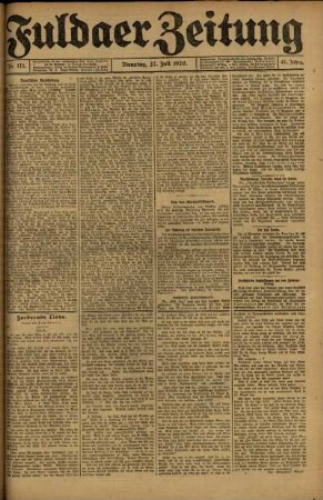 Ausgabe vom Dienstag, den 27. Juli 1920.