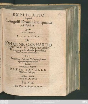 Explicatio elenktikē Evangelii Dominicae quintae post Epiphan.