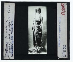 Straßburg, Münster : Nördliches Westportal, Gewändefigur, "Tugend" (befindet sich im Frauenhausmuseum)