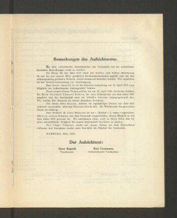 Bemerkungen des Aufsichtsrates.