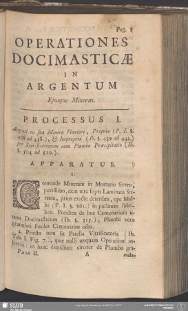 Operationes Docimasticae. In Argentum Eiusque Mineras [Processus I - XXIV]