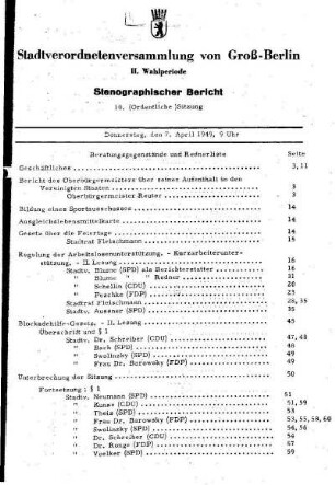 Nr. 10, 7. April 1949, Ordentliche Sitzung