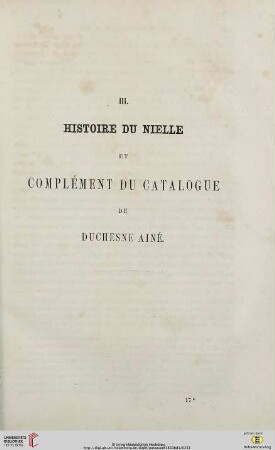 Histoire du nielle et complément du catalogue de Duchesne Ainé