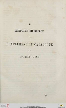 Histoire du nielle et complément du catalogue de Duchesne Ainé
