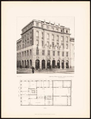 Kunsthandlung Eduard Schulte, Berlin: Gesamtansicht und Grundriss (aus: Alfred Messel, 1912)